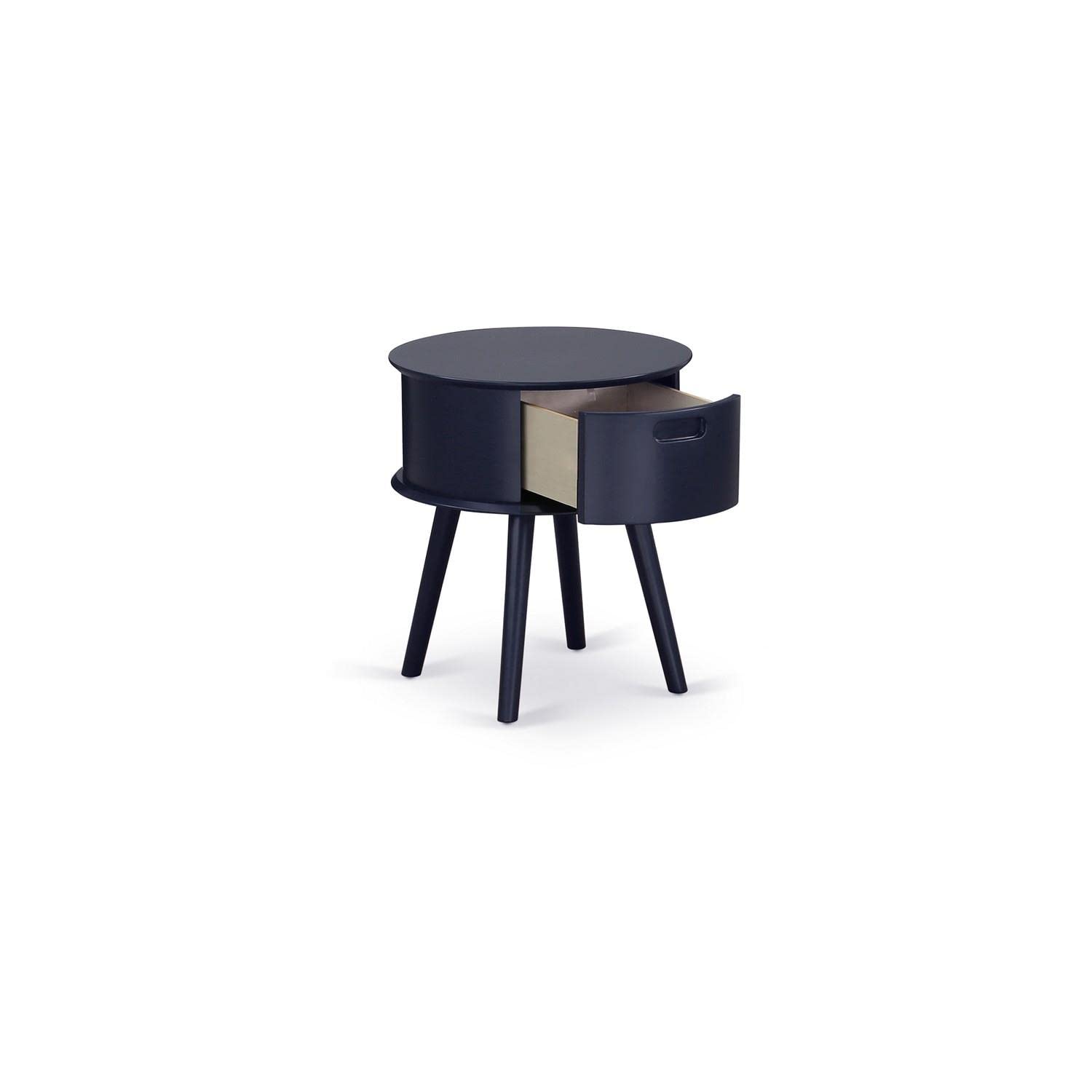 East West Furniture Gone15 1 Pc Gorgeous Gordon Small Navy Blue Round Table With Drawer, 1-Pack, Navy Blue Finish
